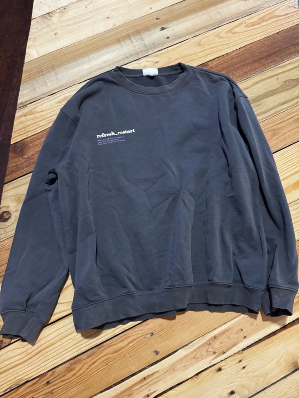 H&M Charcoal Crewneck Sweatshirt with Small Logo